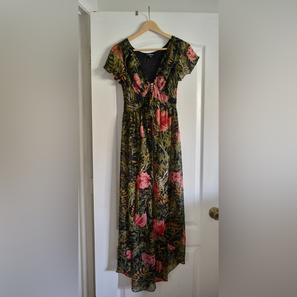 Floral See-thru Cover Up Blouse Dress